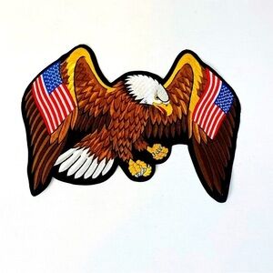 Embroidered Flying American Bald Eagle Patriotic Biker Patch 13.5” x 10”